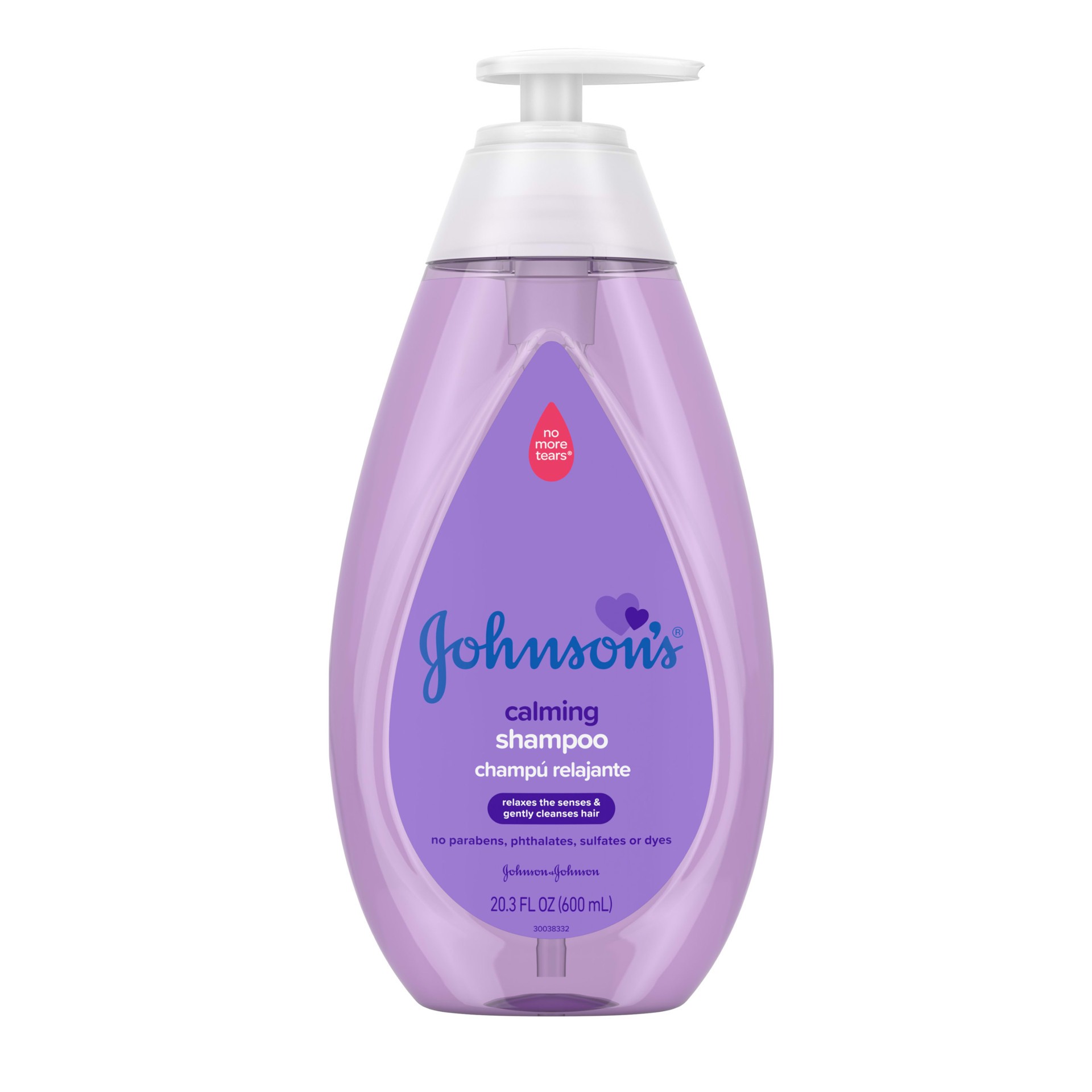 slide 1 of 9, Johnson's Calming Shampoo with Soothing NaturalCalm Scent, No More Tears Baby Hair Shampoo, Free of Parabens, Sulfates & Dyes, Baby Bath Essential, Hypoallergenic, 20.3 fl. oz, 20.30 fl oz