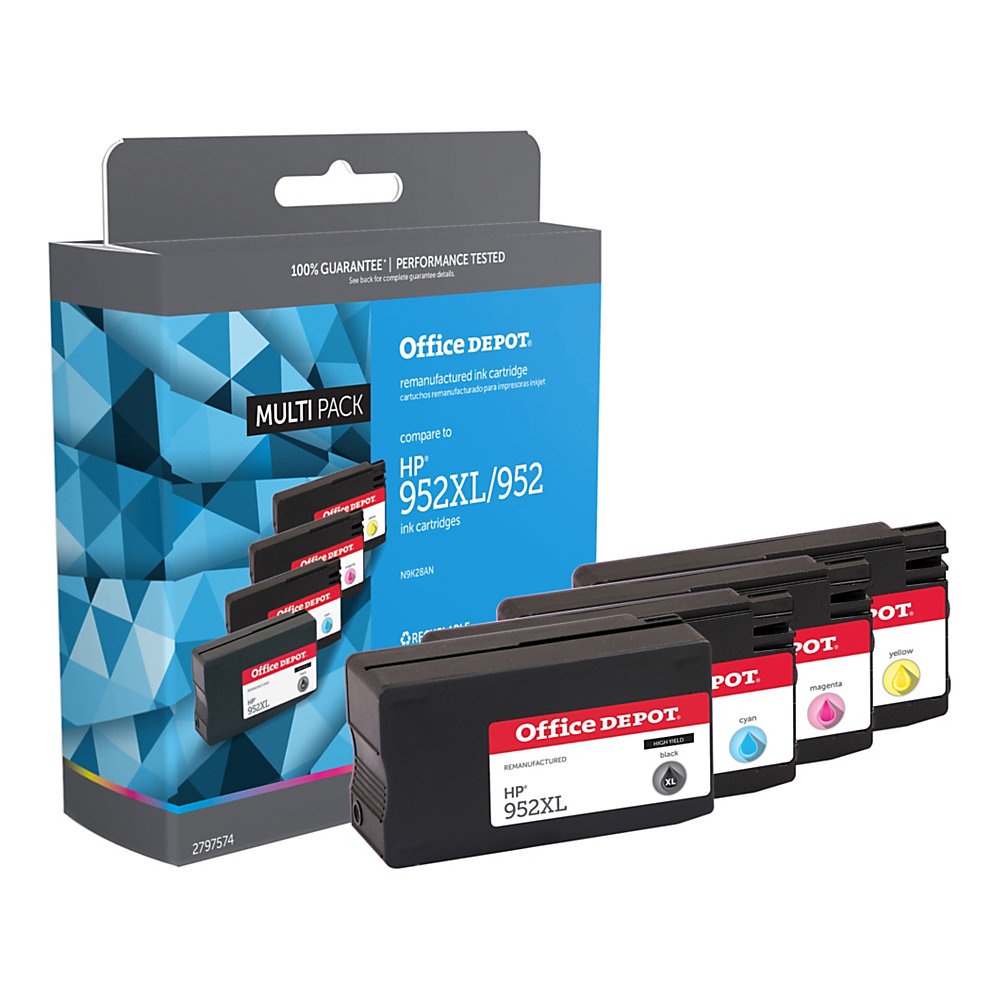 slide 1 of 1, Office Depot Od952Xlk952Cmy (Hp 952Xl/952 / N9K28An) Remanufactured High-Yield Black/Cyan/Magenta/Yellow Ink Cartridges, Pack Of 4 Cartridges, 4 ct