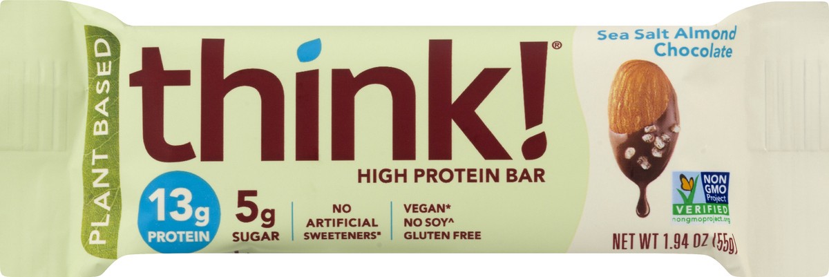 slide 2 of 13, think! Think Choc Almond High Protein Bar, 1.94 oz