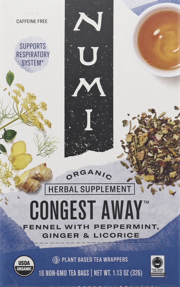 slide 2 of 13, Numi Bags Organic Congest Away Herbal Tea 16 ea, 16 ct