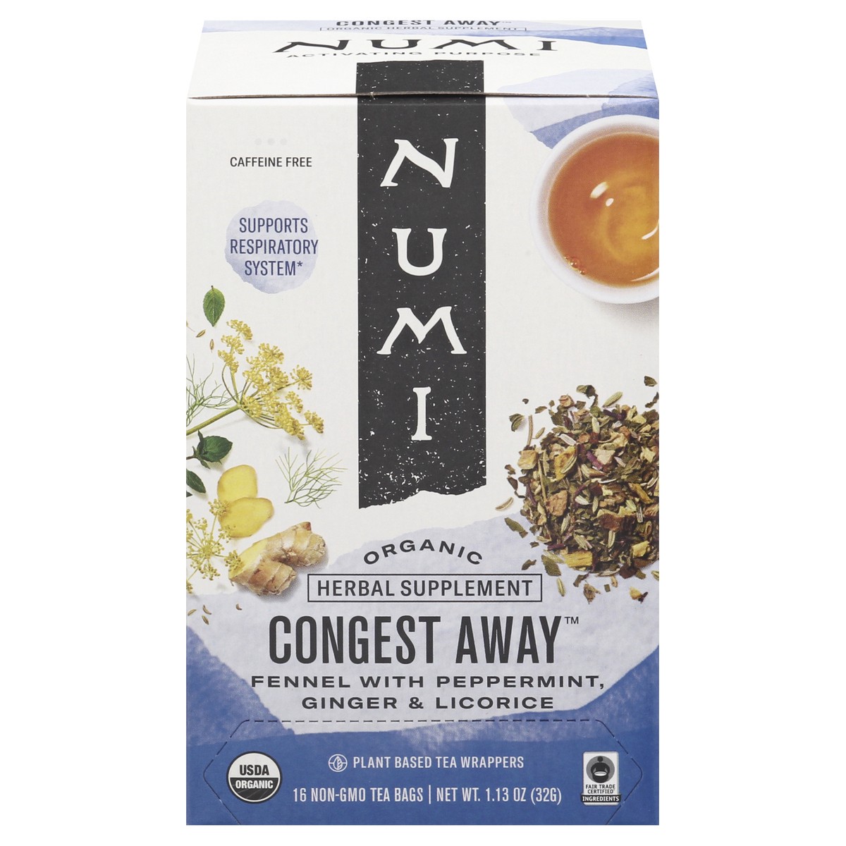 slide 1 of 13, Numi Bags Organic Congest Away Herbal Tea 16 ea, 16 ct