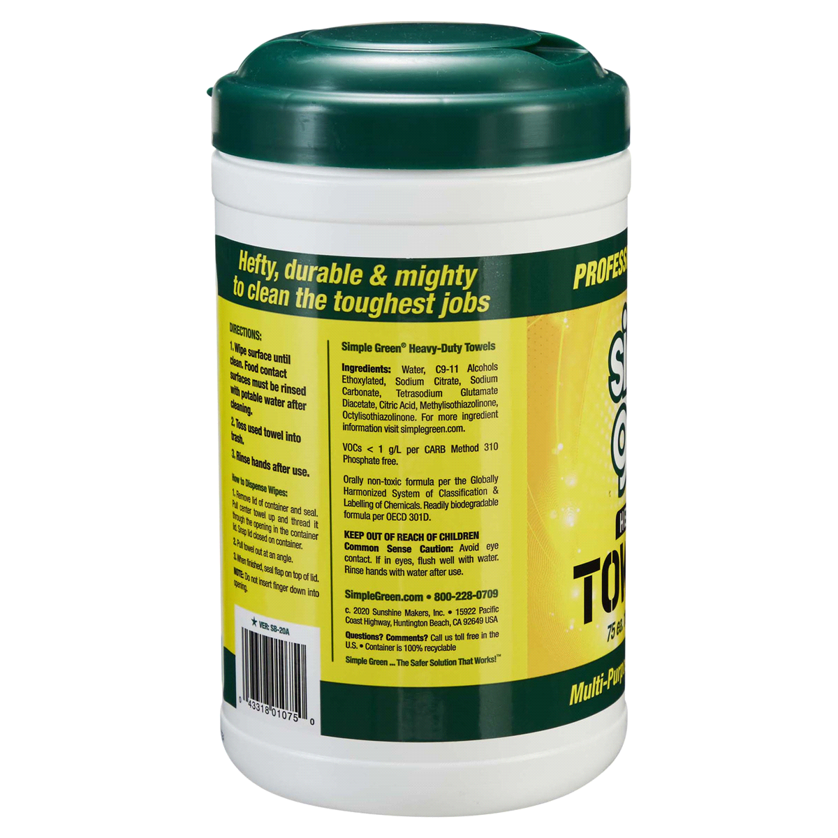 slide 5 of 29, Simple Green Heavy Duty Wipes Part number 25843, 75 ct