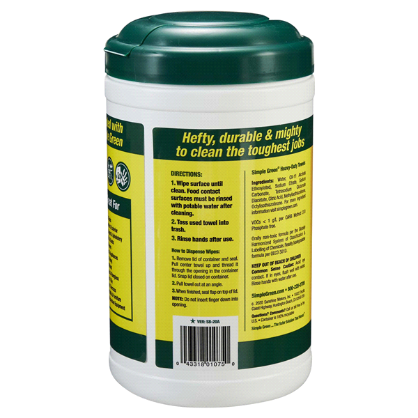 slide 28 of 29, Simple Green Heavy Duty Wipes Part number 25843, 75 ct