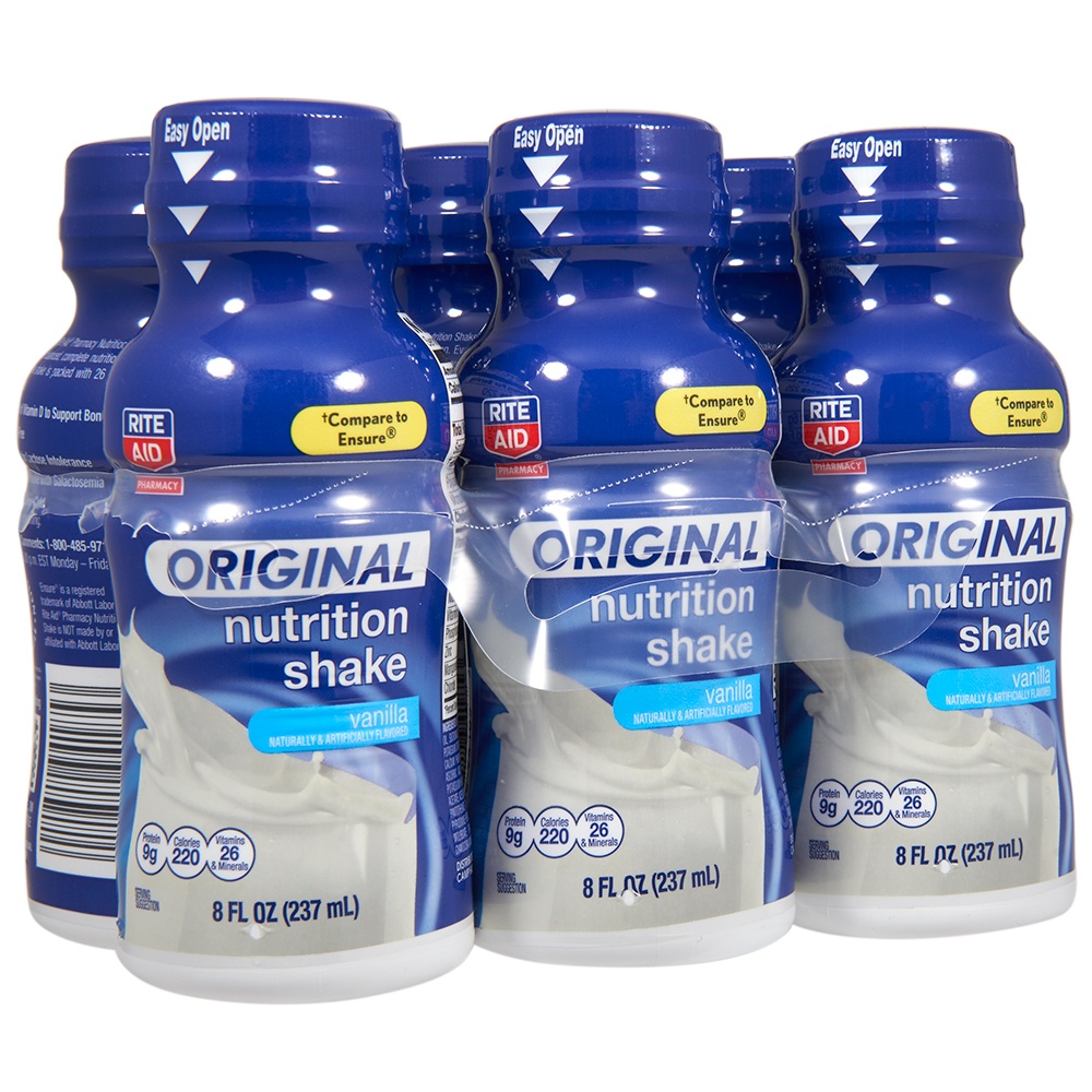 slide 1 of 1, Rite Aid Original Nutrition Shake, Vanilla, 8 fl oz, 6 ct