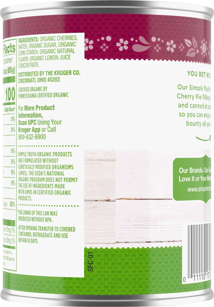 slide 4 of 4, Simple Truth Organic Cherry Pie Filling Whole Cherries, 21 oz