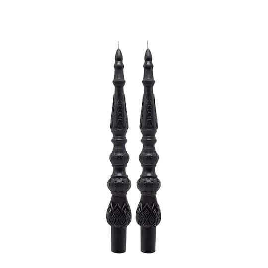 slide 1 of 3, 10" Black Column Unscented Taper Candles, 2ct. By Ashland, 2 ct