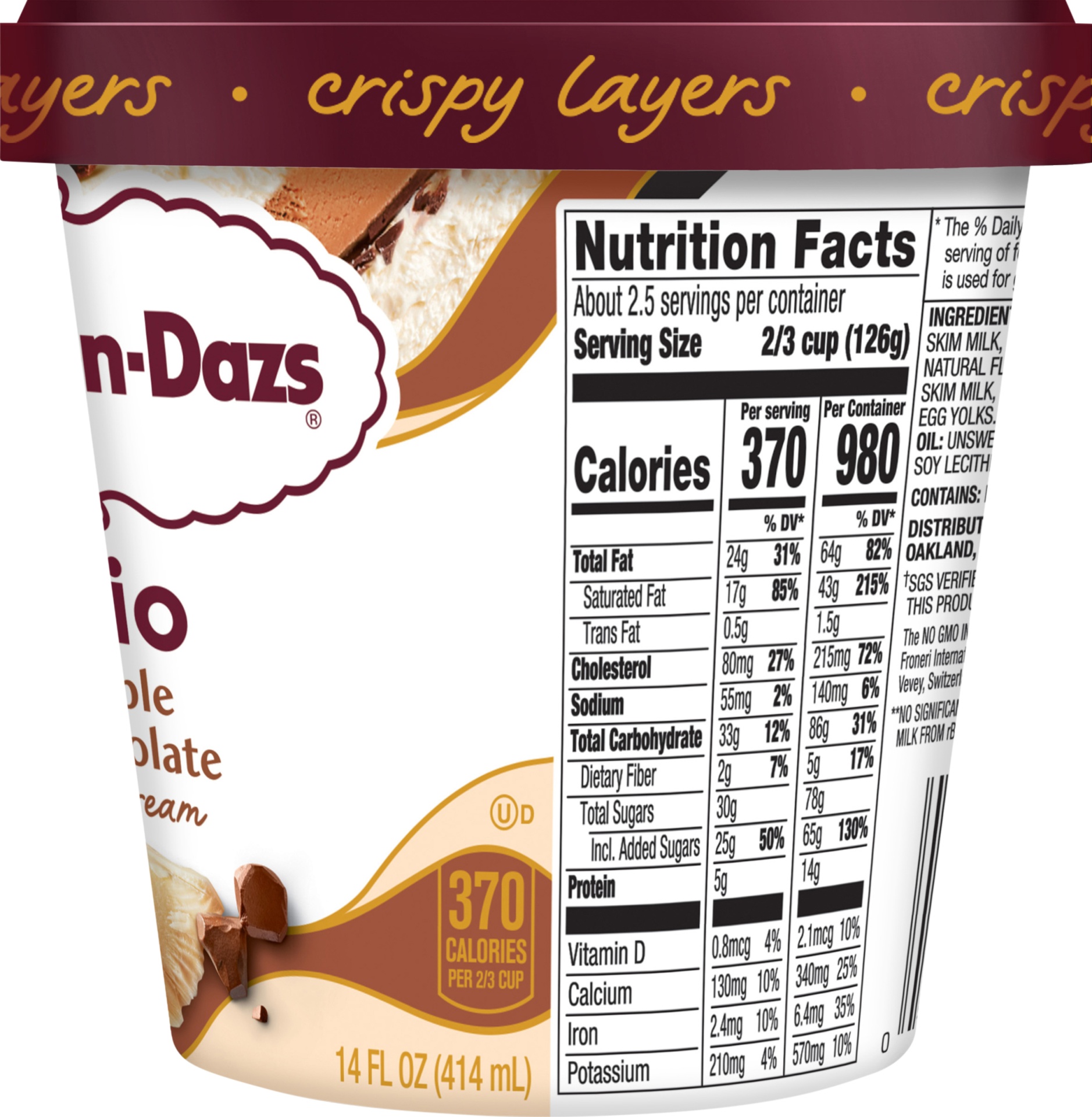 slide 6 of 7, Häagen-Dazs Trio Crispy Layers Triple Chocolate Ice Cream, 14 fl oz