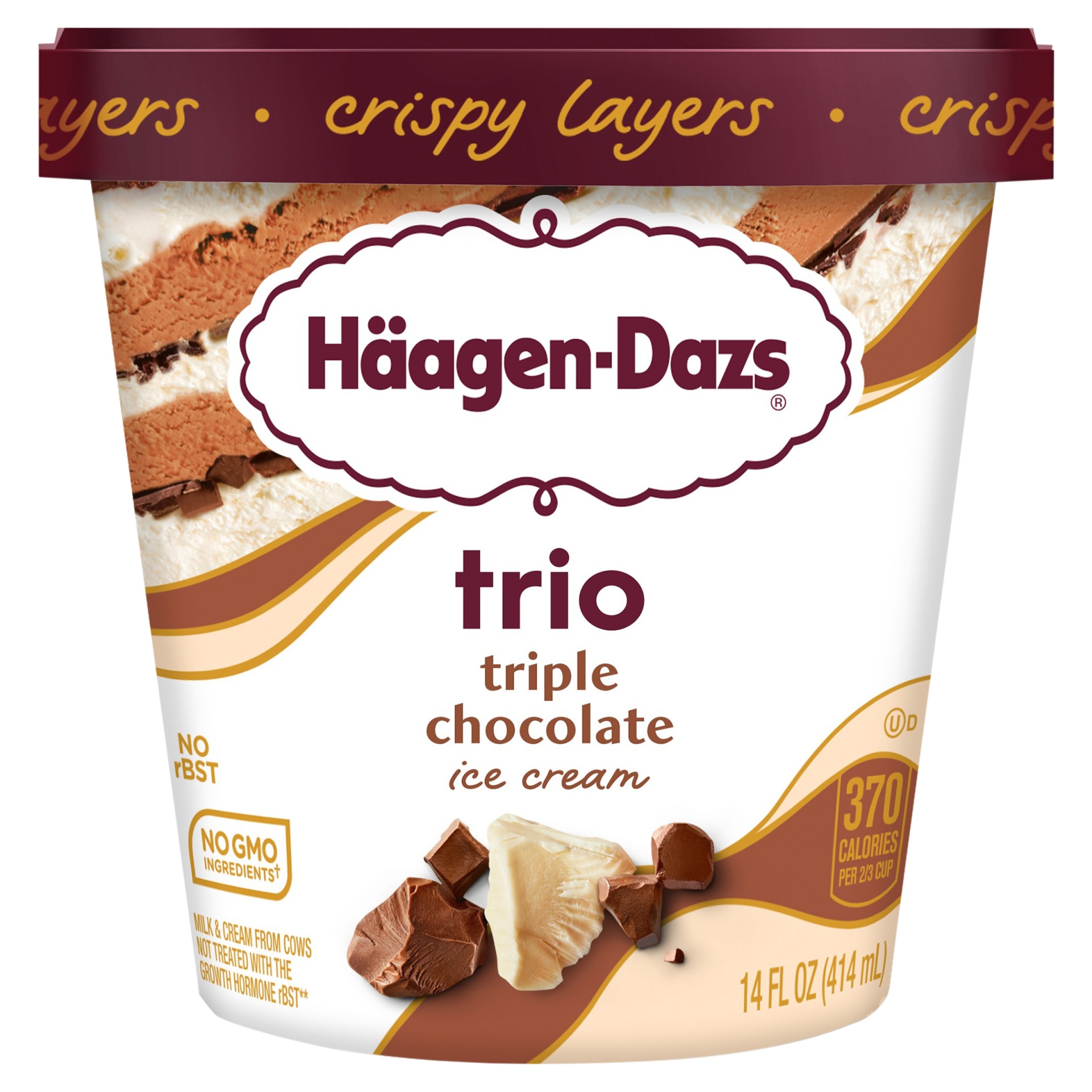 slide 1 of 7, Häagen-Dazs Trio Crispy Layers Triple Chocolate Ice Cream, 14 fl oz