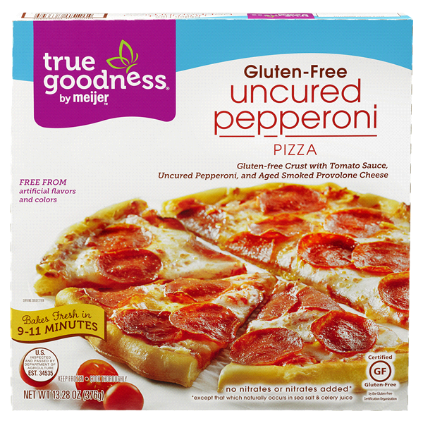 slide 1 of 3, True Goodness Gluten-Free Uncured Pepperoni Pizza, 13.28 oz