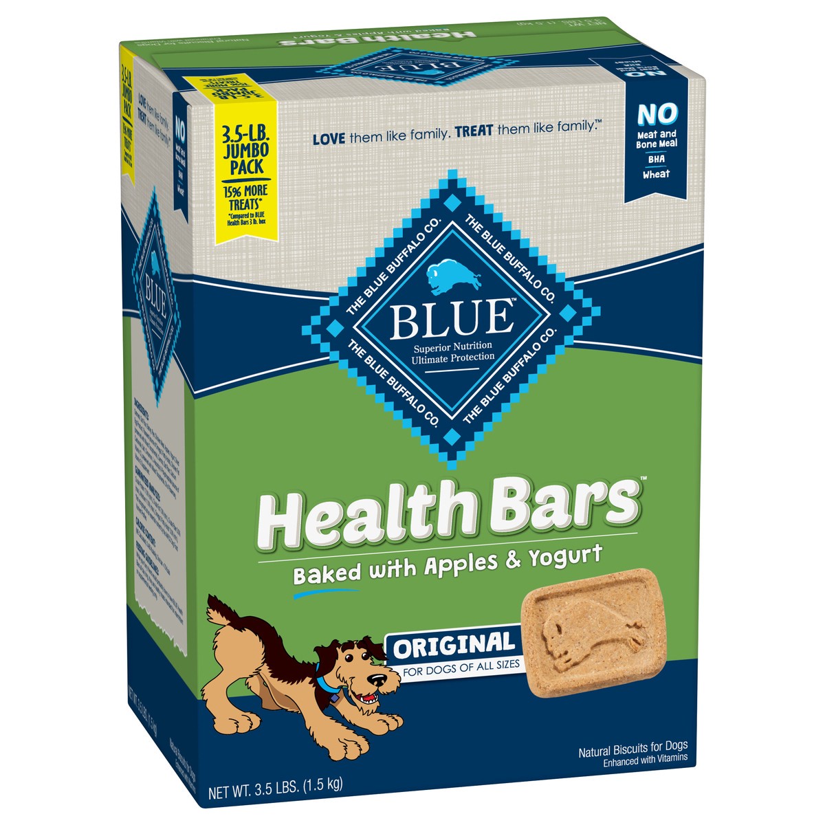 slide 2 of 9, Blue Buffalo Health Bars Natural Crunchy Dog Treats Biscuits, Apple & Yogurt 56-oz box, 56 oz