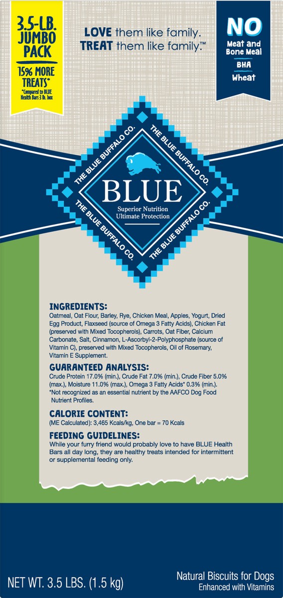 slide 7 of 9, Blue Buffalo Health Bars Natural Crunchy Dog Treats Biscuits, Apple & Yogurt 56-oz box, 56 oz