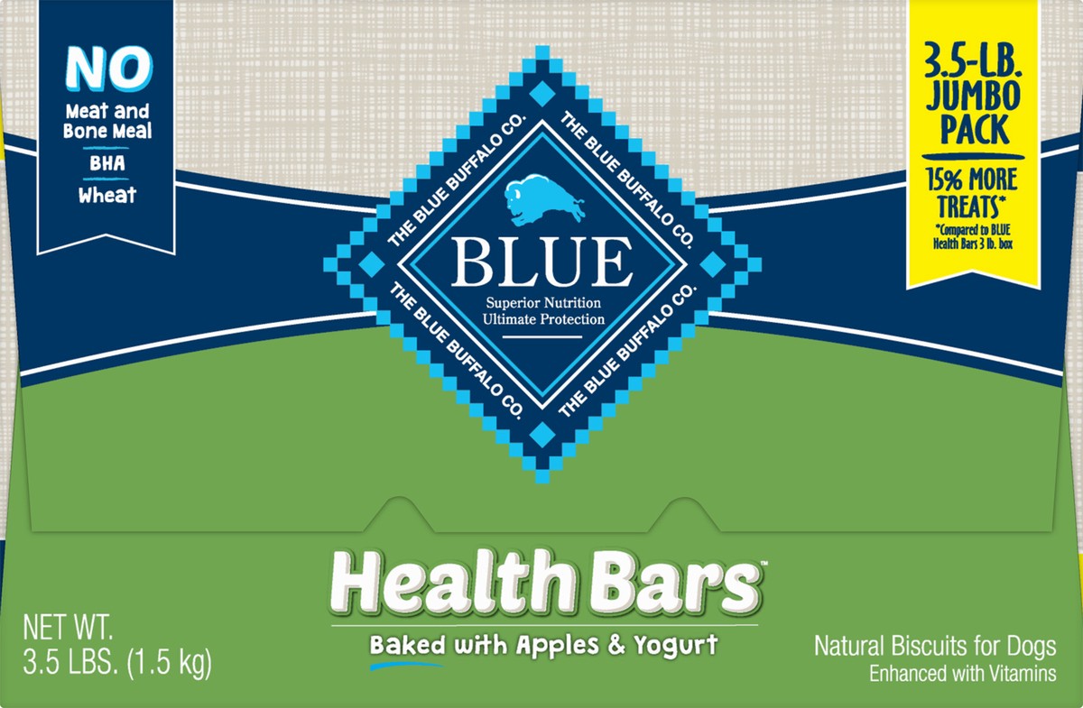 slide 9 of 9, Blue Buffalo Health Bars Natural Crunchy Dog Treats Biscuits, Apple & Yogurt 56-oz box, 56 oz