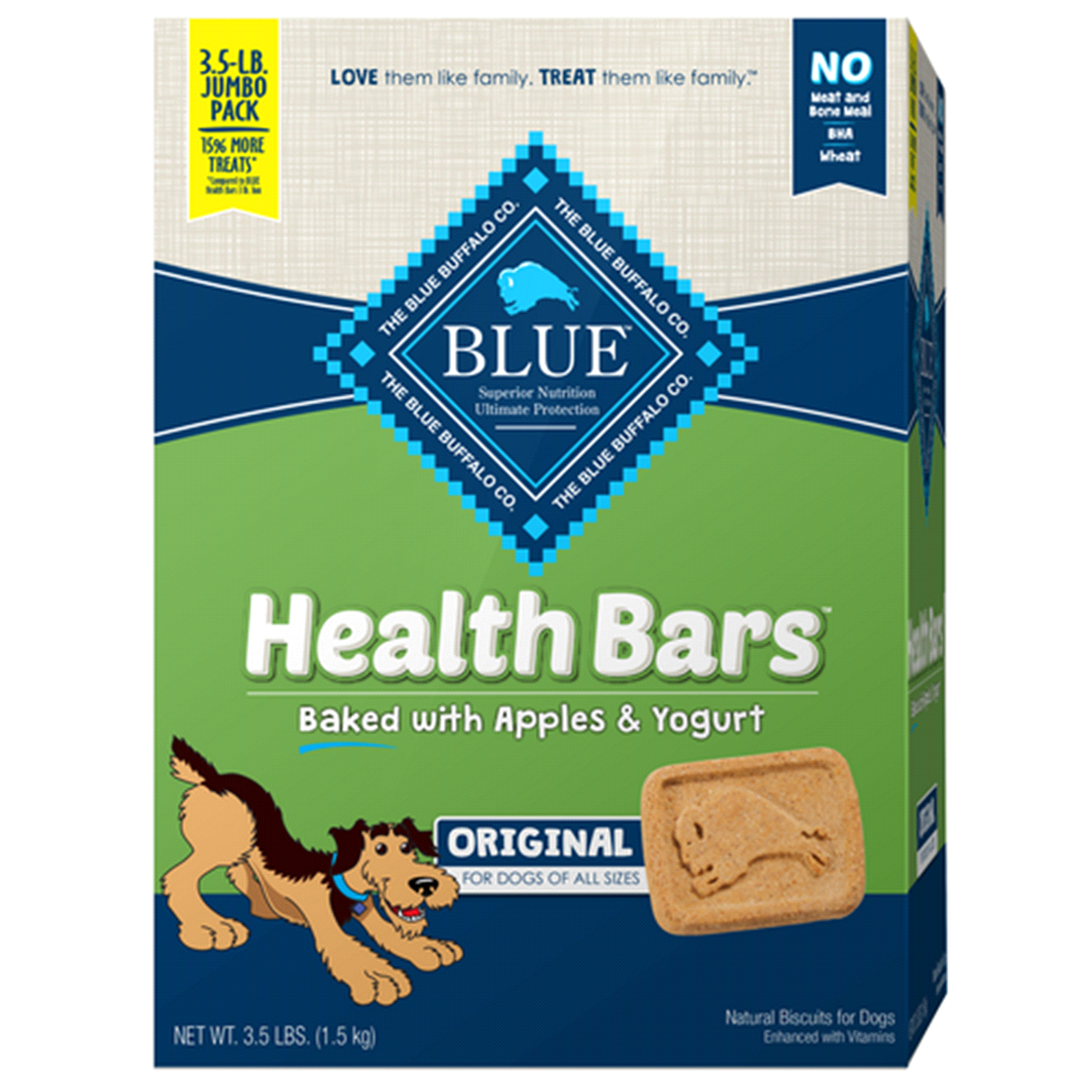 slide 1 of 1, Blue Buffalo Health Bars Natural Crunchy Dog Treats Biscuits, Apple & Yogurt, 16 oz