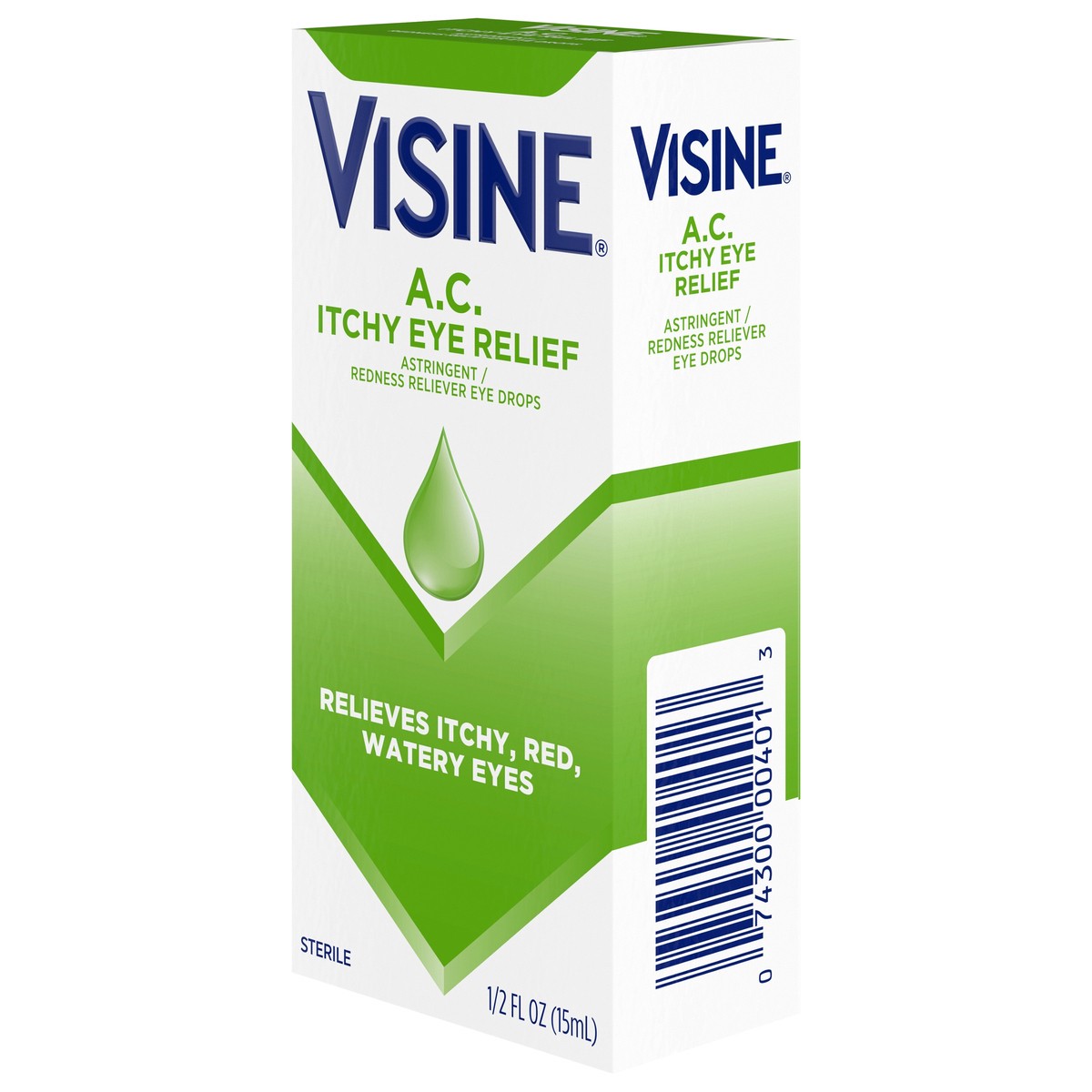 slide 4 of 7, Visine A.C. Itchy Eye Relief Eye Drops with Astringent Zinc Sulfate & Redness Reliever Tetrahydrozoline HCl for Relief of Red, Itchy, Watery Eyes, Sterile Eye Drops 0.5 fl. oz, 0.50 fl oz