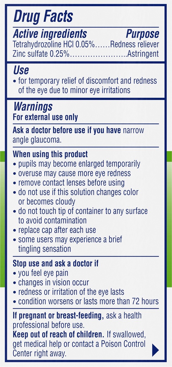 slide 6 of 7, Visine A.C. Itchy Eye Relief Eye Drops with Astringent Zinc Sulfate & Redness Reliever Tetrahydrozoline HCl for Relief of Red, Itchy, Watery Eyes, Sterile Eye Drops 0.5 fl. oz, 0.50 fl oz