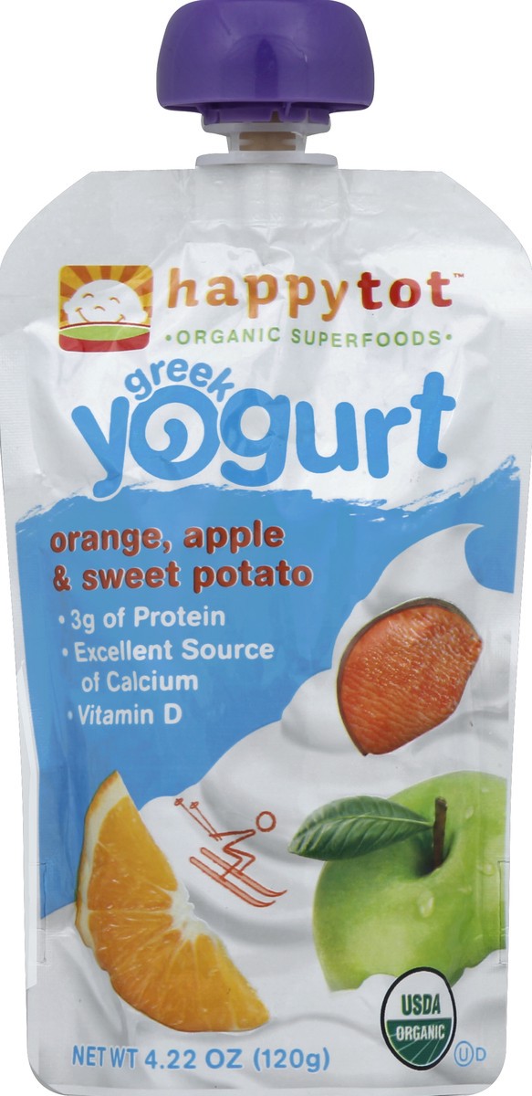 slide 2 of 3, Happy Tot Greek Yogurt Orange, Apple & Sweet Potato Organic Superfoods -, 4.22 oz