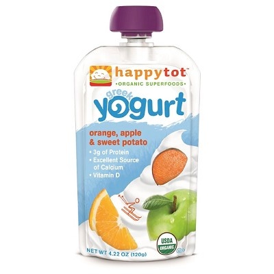 slide 1 of 3, Happy Tot Greek Yogurt Orange, Apple & Sweet Potato Organic Superfoods -, 4.22 oz