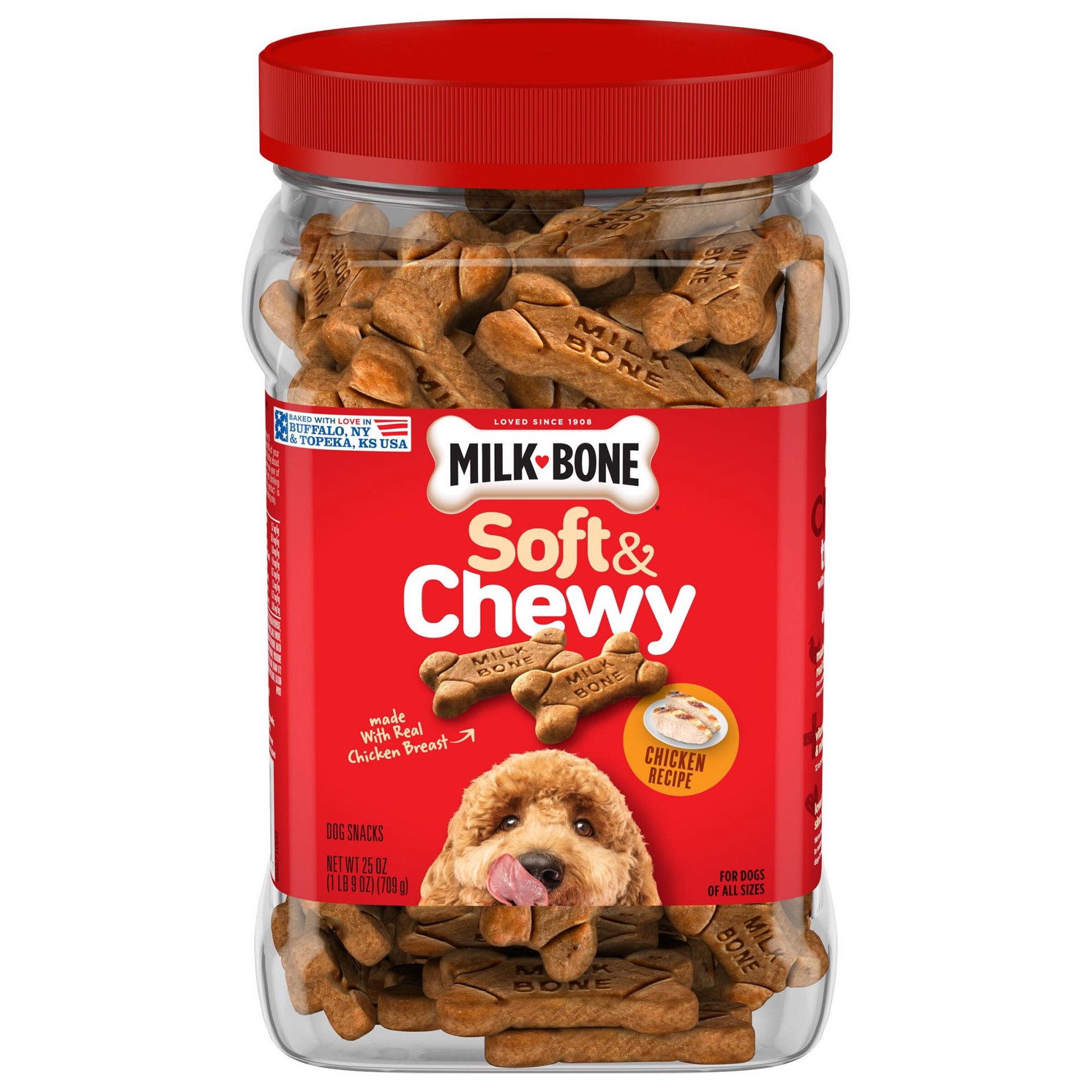 slide 1 of 19, Milk-Bone Soft and Chewy Dog Treats, Chicken Recipe With Chicken Breast, 25oz Bag, 25 oz