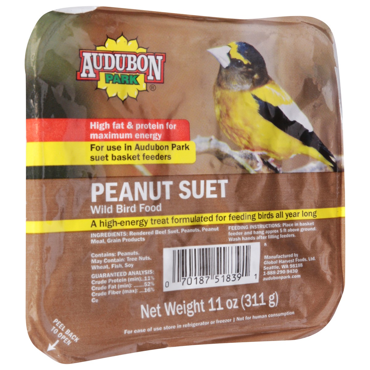slide 9 of 9, Audubon Park Wild Bird Food, Peanut Suet, 11 Ounce, 11 oz