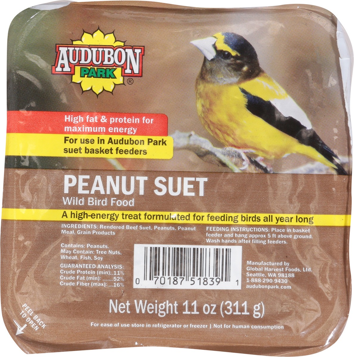 slide 4 of 9, Audubon Park Wild Bird Food, Peanut Suet, 11 Ounce, 11 oz