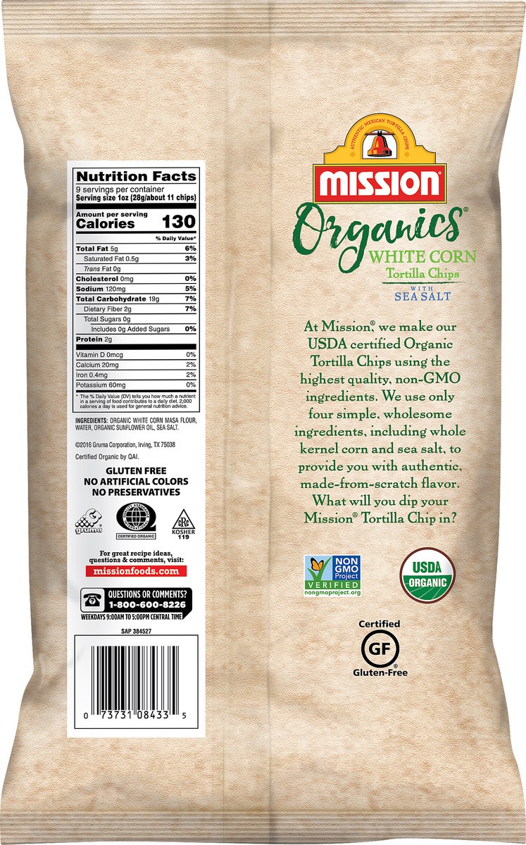 slide 2 of 3, Mission Organics White Corn Tortilla Chips, 9 oz, 9 oz