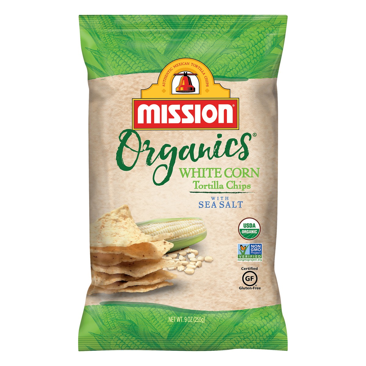 slide 1 of 3, Mission Organics White Corn Tortilla Chips, 9 oz, 9 oz