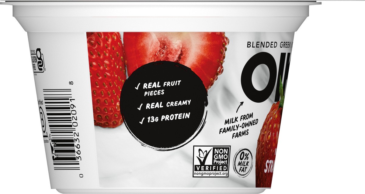 slide 4 of 14, Oikos Blended Greek Nonfat Yogurt, Strawberry, 5.3 oz., 5.3 oz