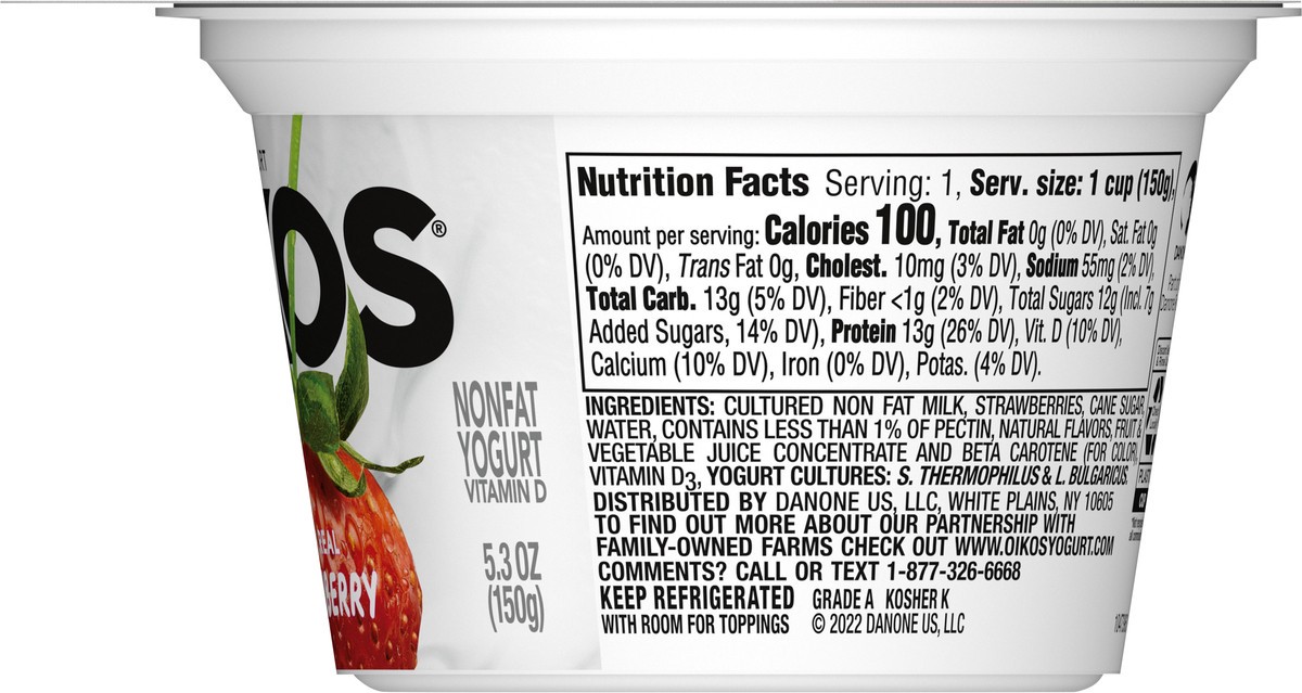 slide 10 of 14, Oikos Blended Greek Nonfat Yogurt, Strawberry, 5.3 oz., 5.3 oz