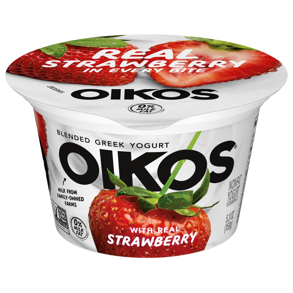 slide 8 of 14, Oikos Blended Greek Nonfat Yogurt, Strawberry, 5.3 oz., 5.3 oz