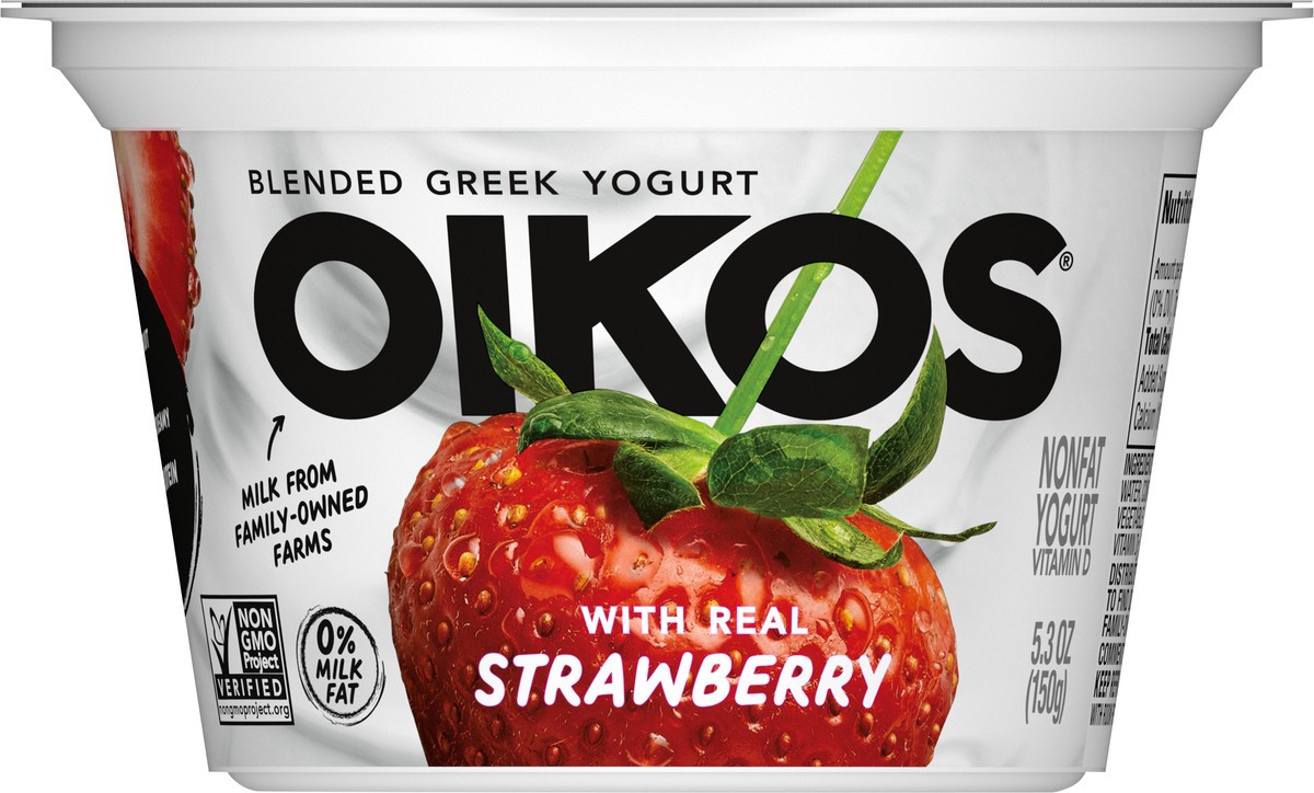 slide 12 of 14, Oikos Blended Greek Nonfat Yogurt, Strawberry, 5.3 oz., 5.3 oz