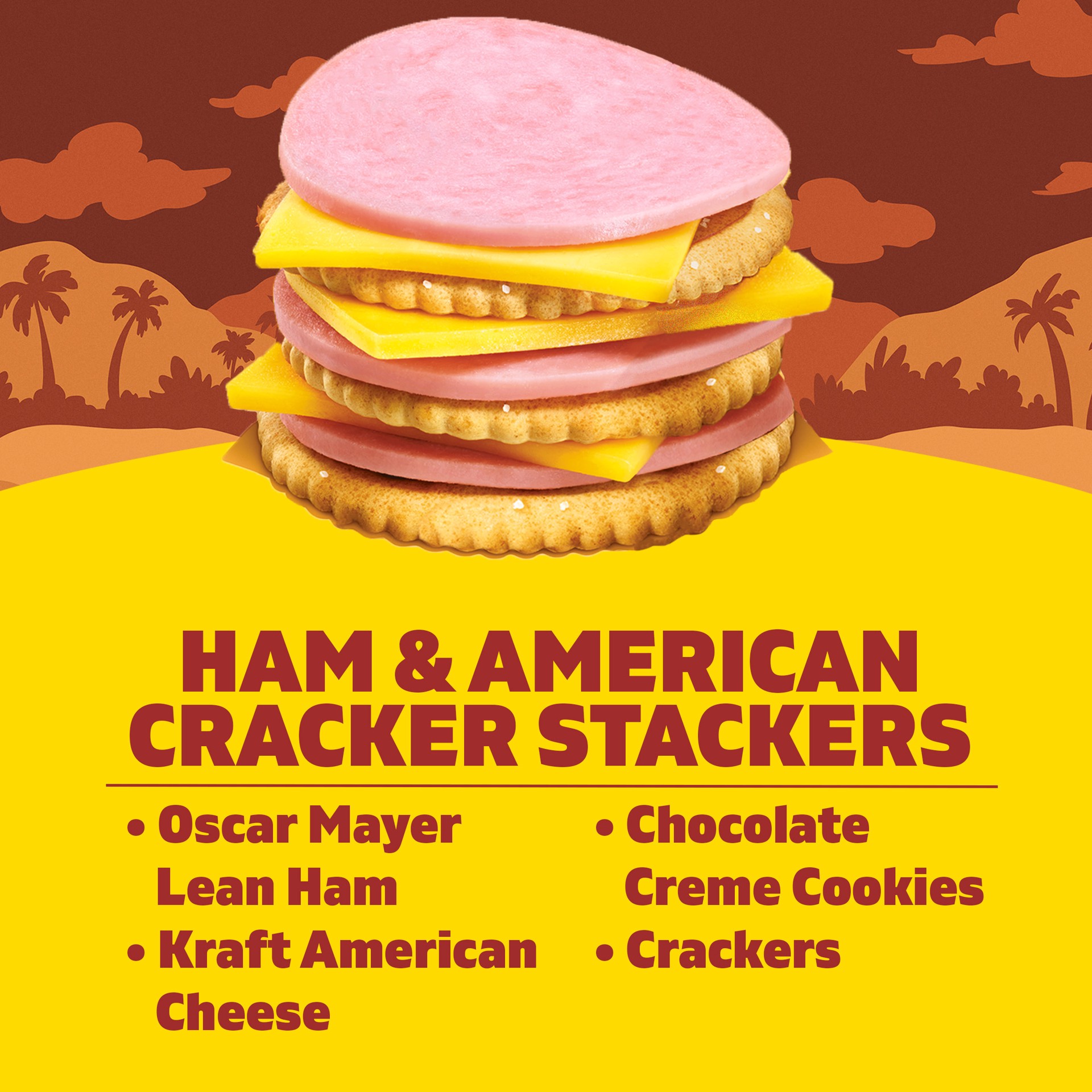 slide 5 of 5, Lunchables Ham & American with Chocolate Creme Cookies, 3.2 oz Pack, 3.2 oz