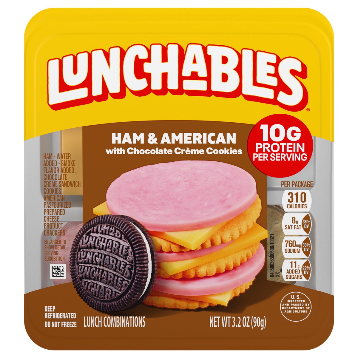 slide 1 of 5, Lunchables Ham & American with Chocolate Creme Cookies, 3.2 oz Pack, 3.2 oz
