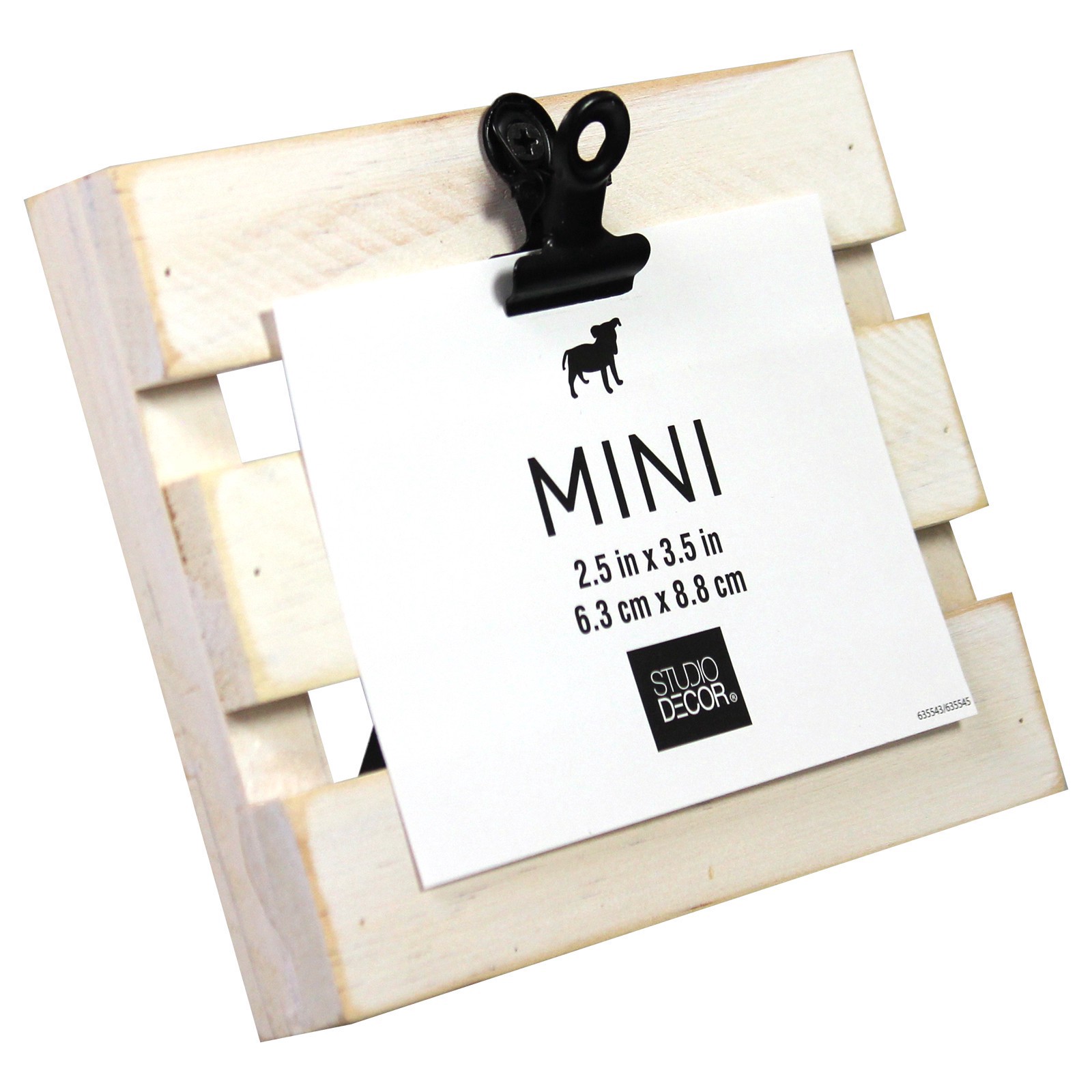 slide 4 of 4, Natural Slatted Mini Clip Frame By Studio Decor, 3.7 in x 4.72 in x 1.26 in
