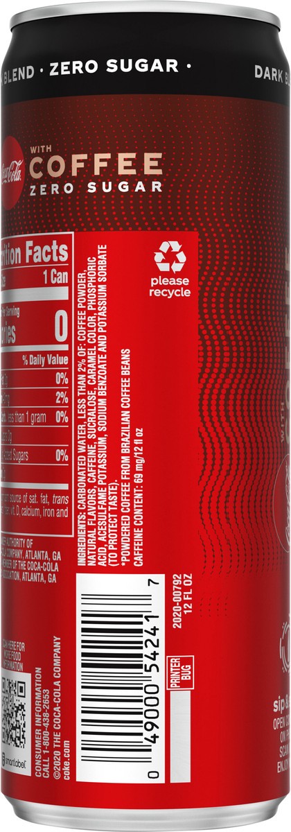 slide 2 of 7, Coca-Cola with Coffee Dark Blend Zero Sugar Cans, 12 fl oz, 12 fl oz