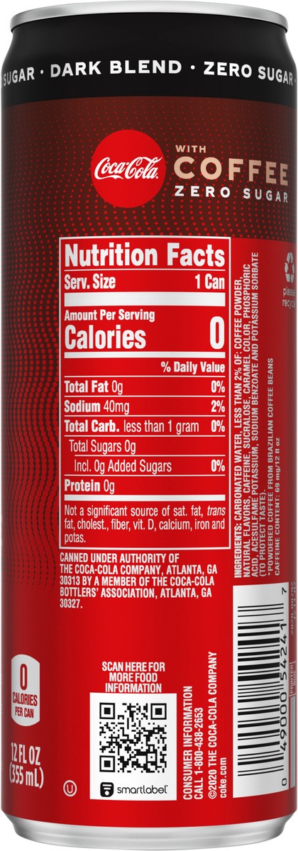 slide 4 of 7, Coca-Cola with Coffee Dark Blend Zero Sugar Cans, 12 fl oz, 12 fl oz