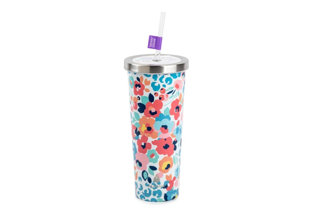 slide 1 of 1, Manna Stainless Steel Chilly Tumbler - Cheetah Floral, 24 oz