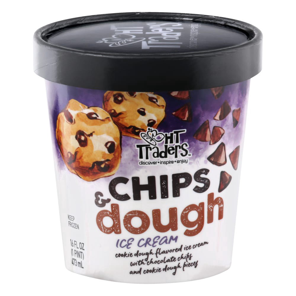 slide 1 of 1, Harris Teeter Traders Chips & Dough Premium Ice Cream, 16 oz