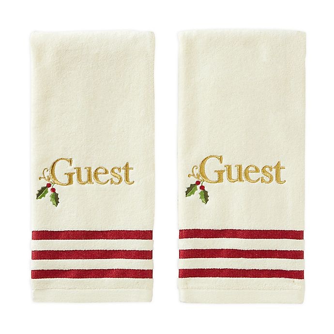 slide 1 of 1, Saturday Knight Holly Guest Hand Towels, 2 ct