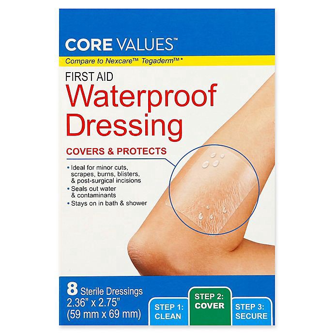 slide 2 of 3, Core Values First Aid Waterproof Dressings, 8 ct