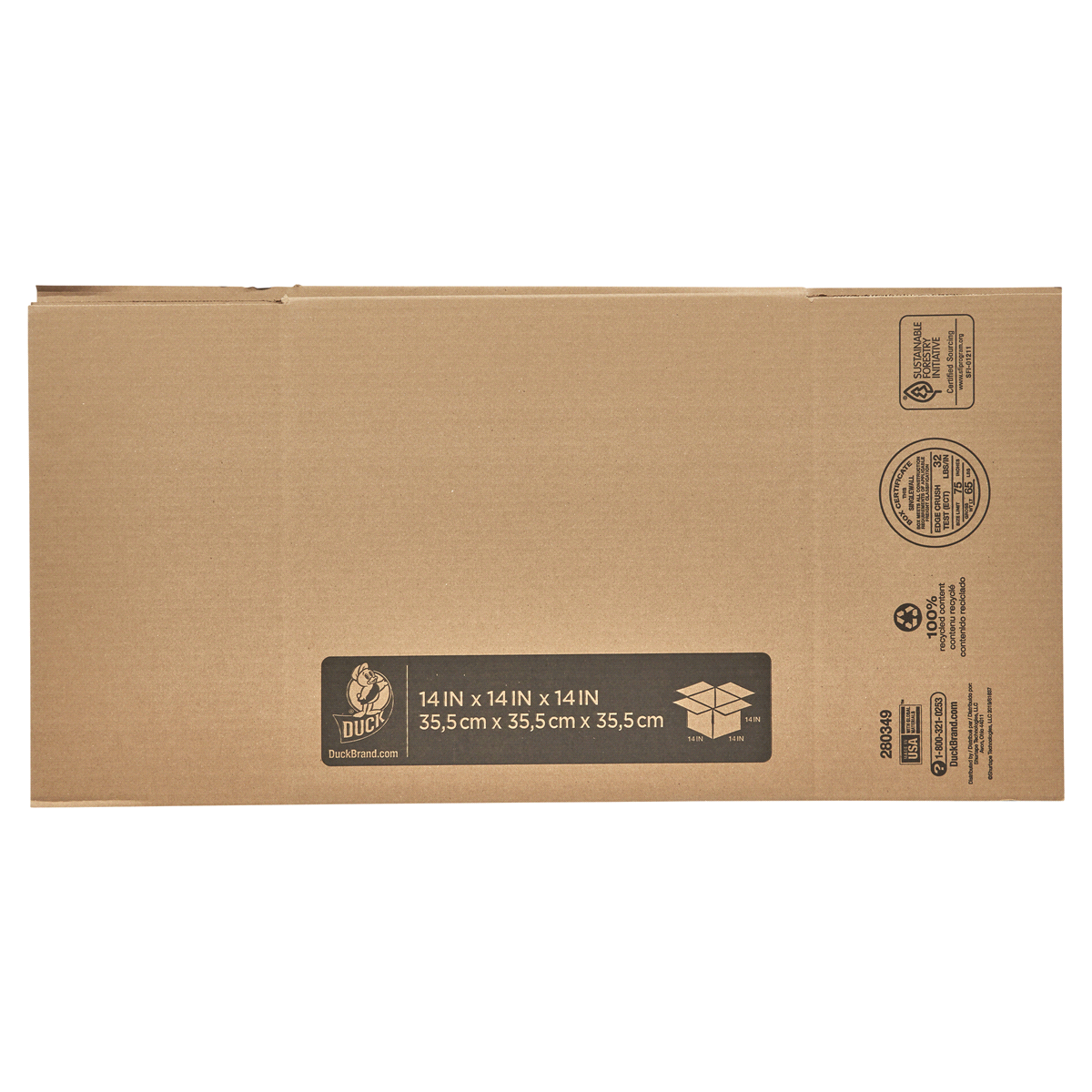 slide 1 of 1, Duck Brand Packing and Storage Box, 14 in x 14 in x 14 in