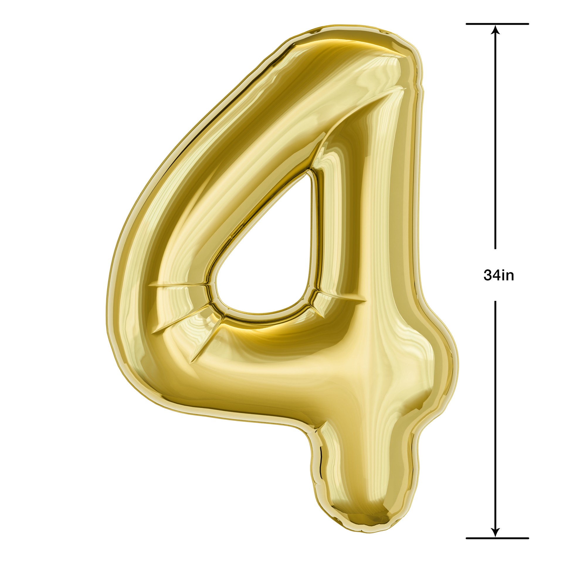 slide 2 of 3, American Greetings Large Gold Foil Number '4' Balloon, 1 ct