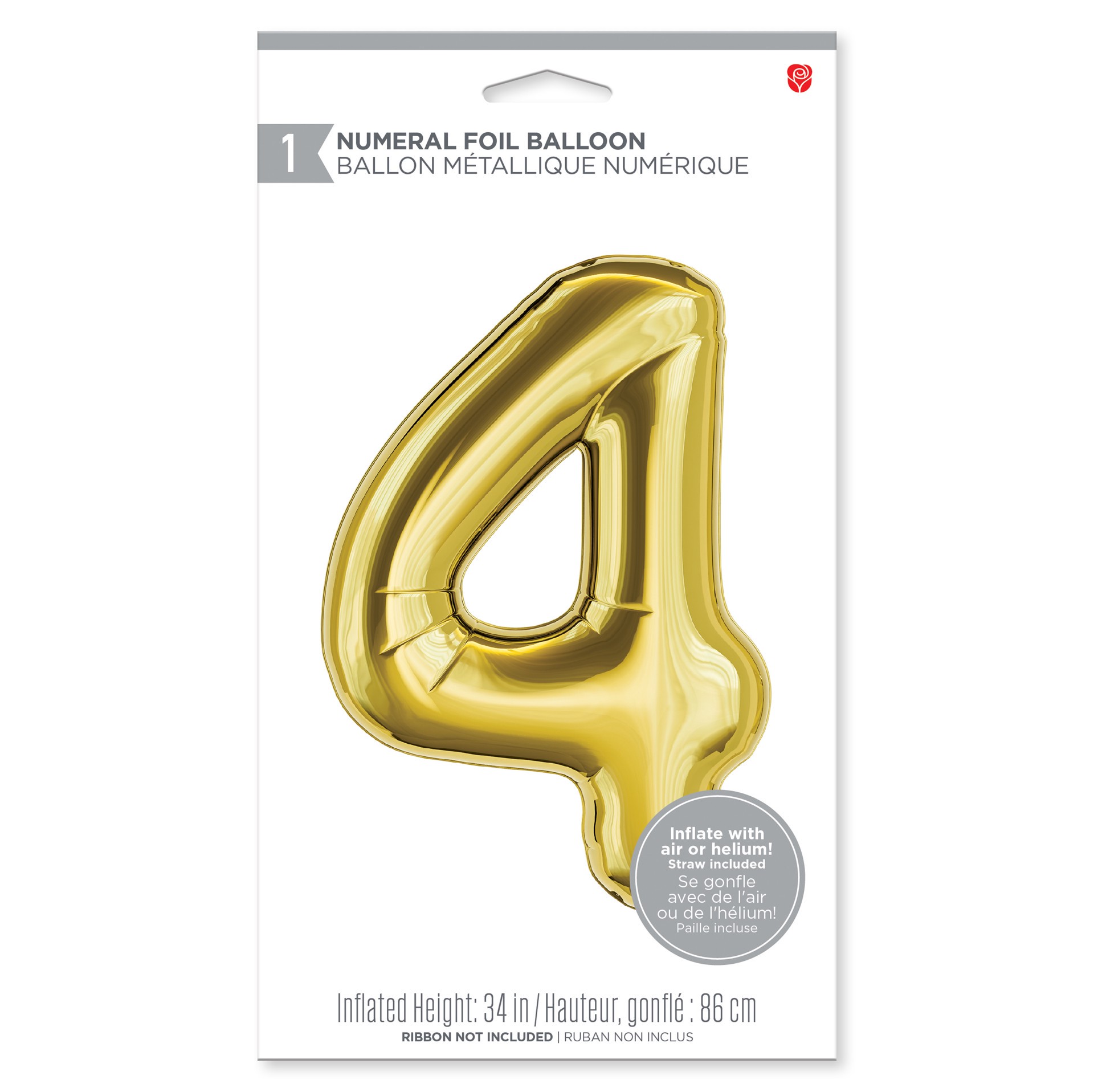 slide 3 of 3, American Greetings Large Gold Foil Number '4' Balloon, 1 ct
