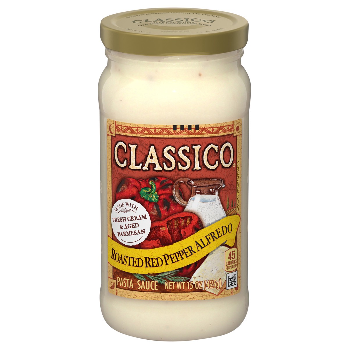 slide 1 of 1, Classico Roasted Red Pepper Alfredo Pasta Sauce, 15 oz Jar, 15 oz