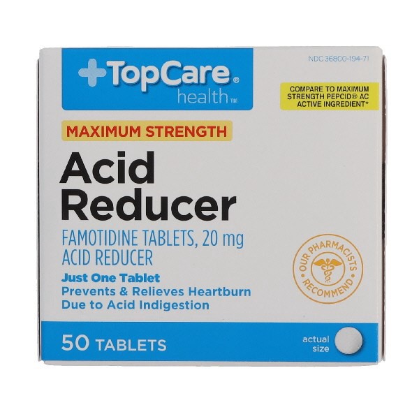 slide 1 of 15, TopCare Acid Reducer Maximum Strength 20mg, 50 ct