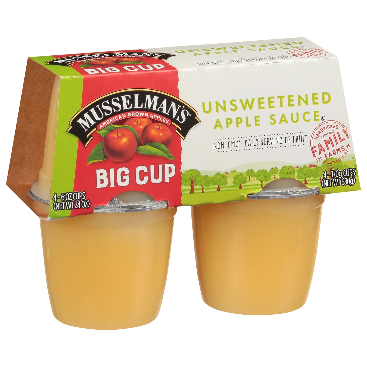 slide 2 of 9, Musselman's Big Cup Unsweetened Apple Sauce 4 - 6 oz., 4 ct