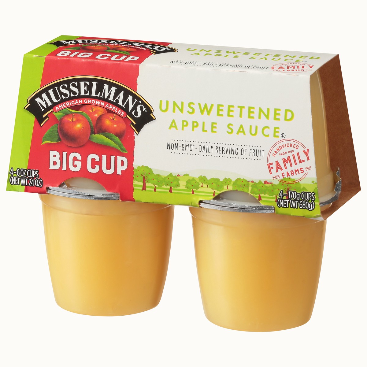 slide 4 of 9, Musselman's Big Cup Unsweetened Apple Sauce 4 - 6 oz., 4 ct