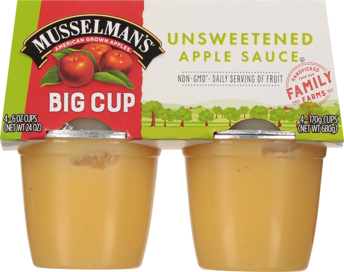 slide 6 of 9, Musselman's Big Cup Unsweetened Apple Sauce 4 - 6 oz., 4 ct