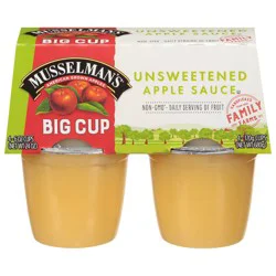 Musselman's Big Cup Unsweetened Apple Sauce - 4 x 6 oz