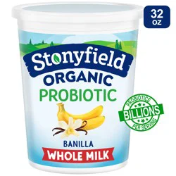 Stonyfield Organic Whole Milk Probiotic Yogurt, Banilla, 32 oz.