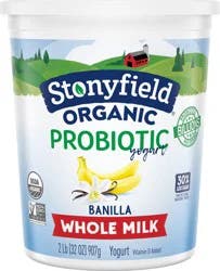 Stonyfield Organic Whole Milk Probiotic Yogurt, Banilla, 32 oz.